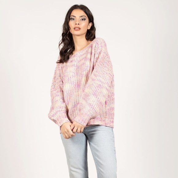 Tobi Wildest Dreams Rainbow Sweater In Pink - M - Picture 2 of 9